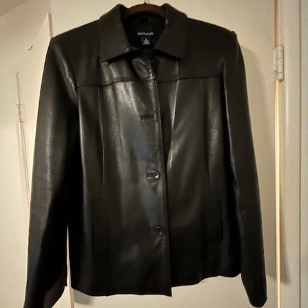 Leather Ann Taylor Button Front Jacket  Size M